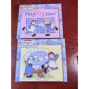 Lot Of 2 Raggedy Ann & Andy  24 Thick Piece Puzzle- Friendship - Playtime - 2001